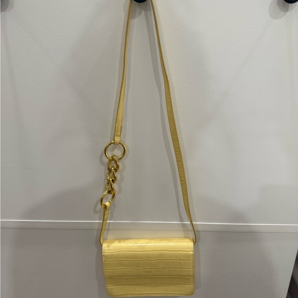 JW PEI Yellow Croc-Texture Crossbody Bag